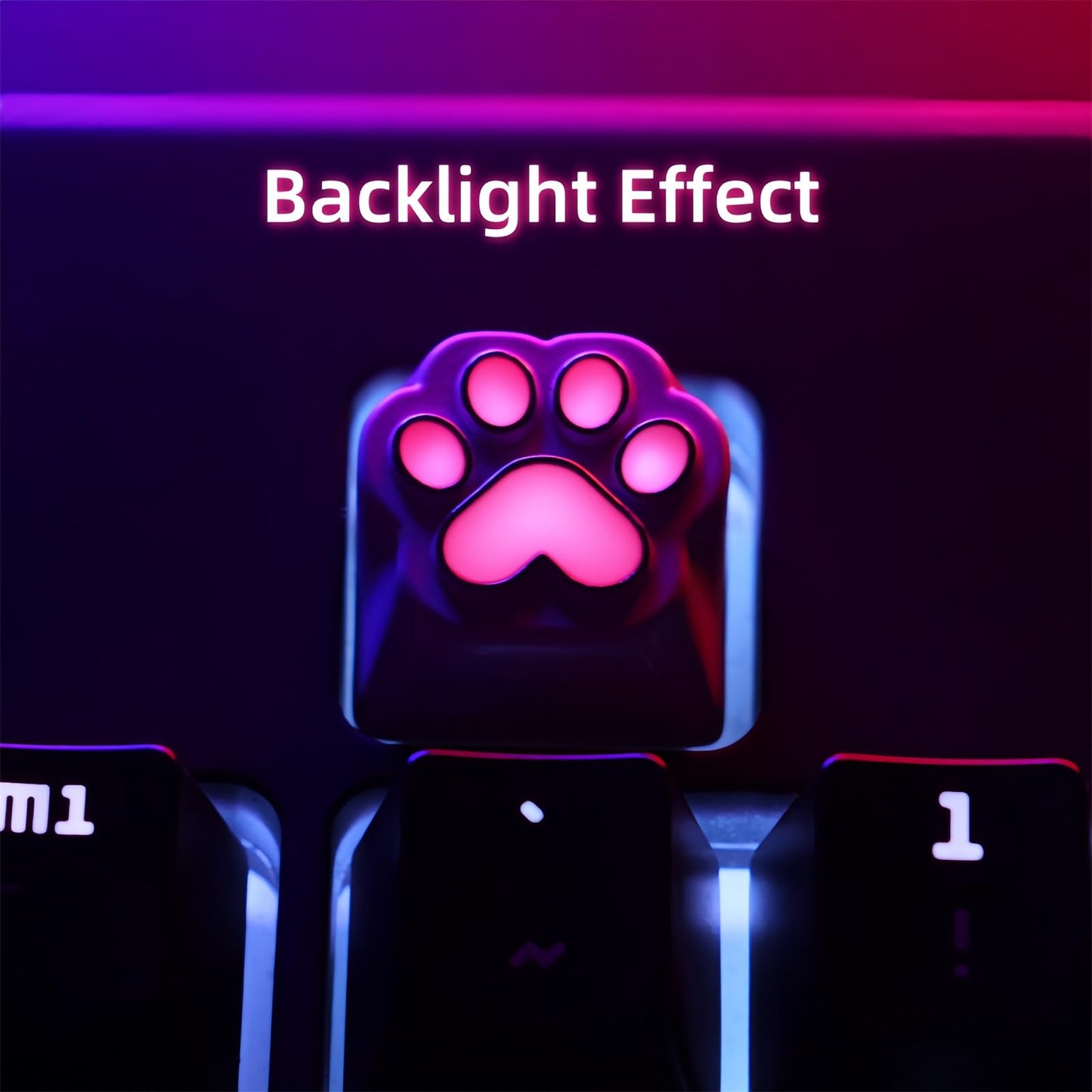 ZMX Custom ESC Keycaps,Artisan Aluminum Alloy Metal Keycaps for RGB Gaming Keyboard Backlight Personalized Keycaps for Cherry MX Switch Mechanical Keyboard R4 Height DIY Keycaps (Pink Cat-Paw)