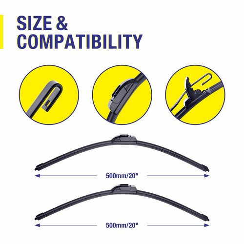 20"-2 Pack Windshield Wiper Blades Replacement For Ford F150 F250 F350 F450 F550 2008-1999 Expedition 2006-1999 Explorer 2010-2005 Mustang 2004-1999 /Chevy Blazer S10 2004-1999 +More