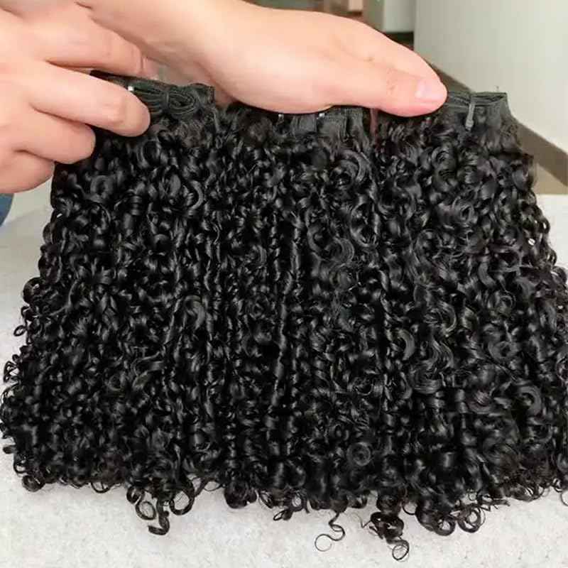 16A Double Weft Pixie Bouncy Curly Human Hair Bundles 20 Inch 1 Bundle Burmese Curly Human Hair Bundles 3C4A 100% Unprocessed Brazilian Raw Virgin Hair Extensions Quick Weave Extensions Natural Color