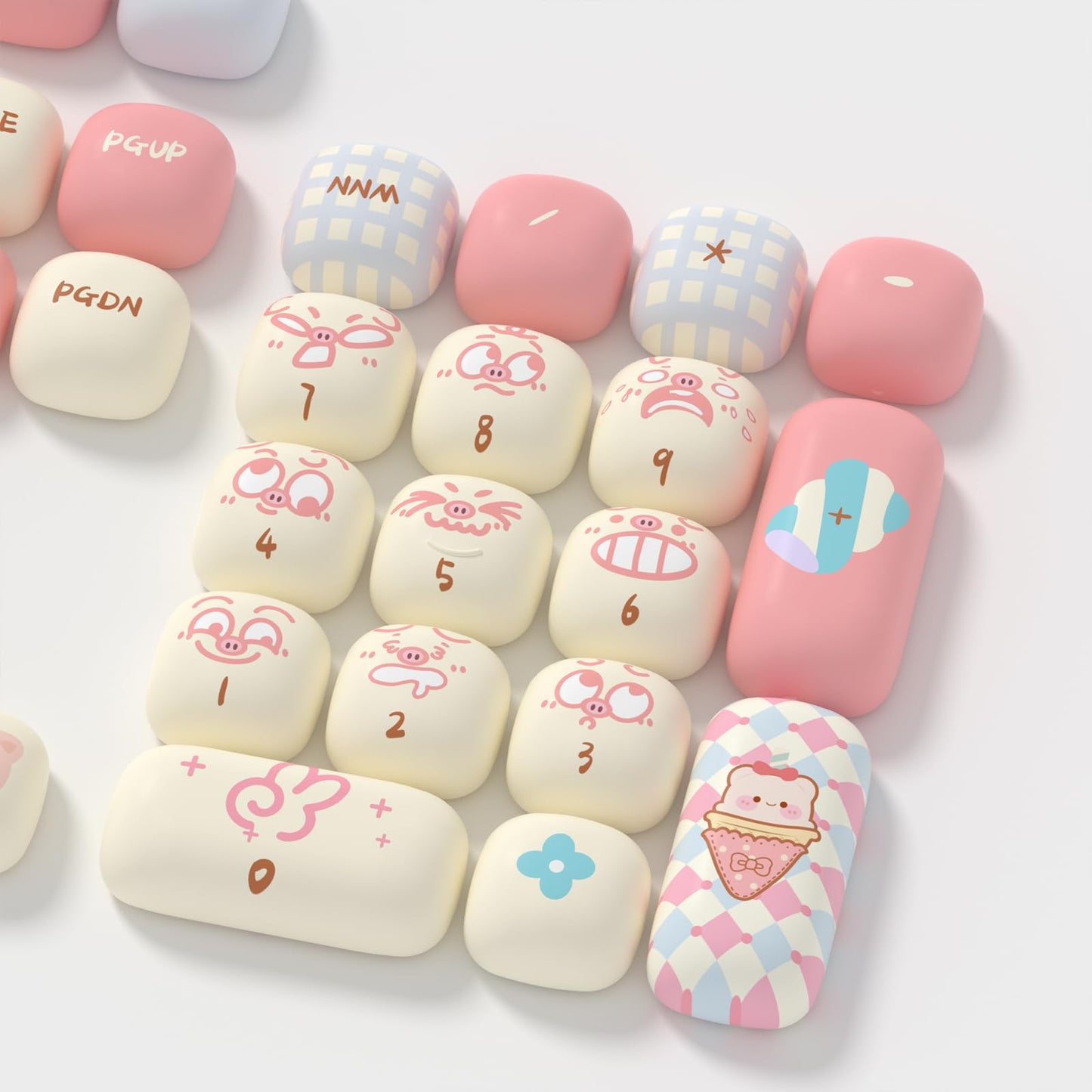 Akko PBT Keycap Set, Piggy Party Keycaps MOG Profile 139-Key Keycaps for Mechanical Keyboards
