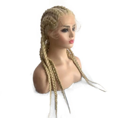 karissa Hair Blonde Braided Wig for Women Long 613 Blonde Box Braid Wigs with Baby Hair Natural Hairline Synthetic Lace Front Twist Braids Wig Frontal Braiding Glueless Heat Resistant Hair 24''
