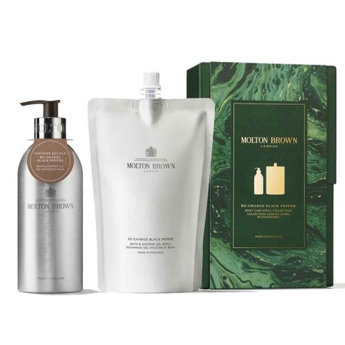 Molton Brown Re-charge Black Pepper Body Care Refill Bath & Shower Gel Gift Set