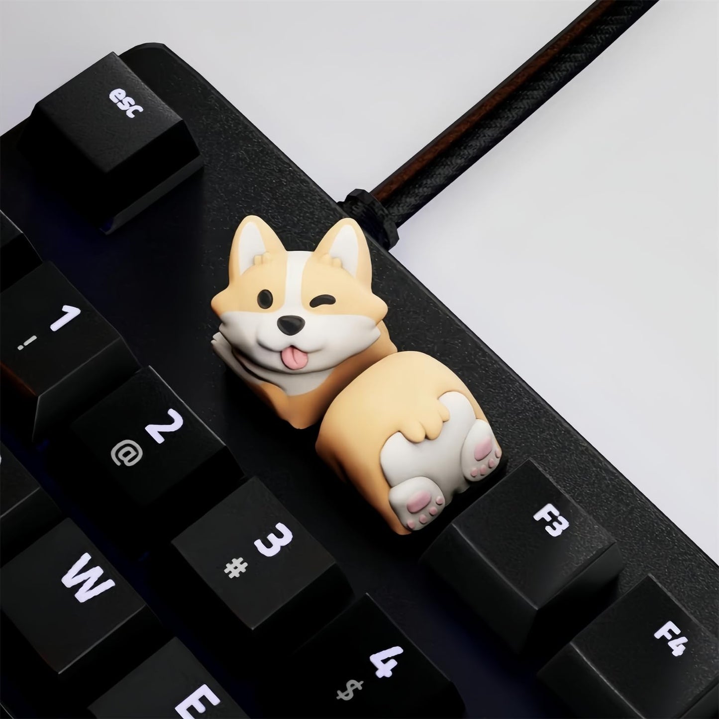 ZMX Artisan Keycap,Cute Dog Keycaps Custom Keyboard Keycaps Kawaii Cartoon Resin Key Cap for Cherry MX Switches Mechanical Gaming Keyboard Personalized Novelty Anime Replacement R4 Keycap (Yellow)