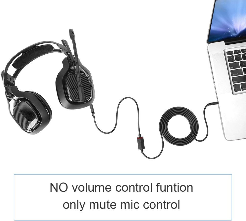 2.0M Replacement Audio Cable Compatible with Astro A40 A40TR Gaming Headset, Inline Mute Wire and No Volume Control Cord (Nylone Cord)