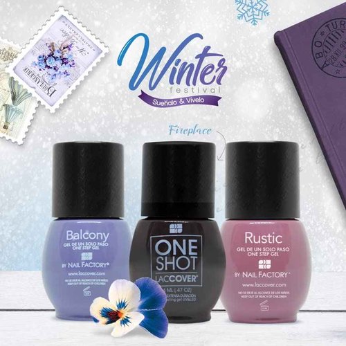 LACCOVER ONE SHOT - NAIL POLISH GEL SET WINTER COLLECTION, 8 COLORS, 1/2 Fl Oz each one, by NAIL FACTORY