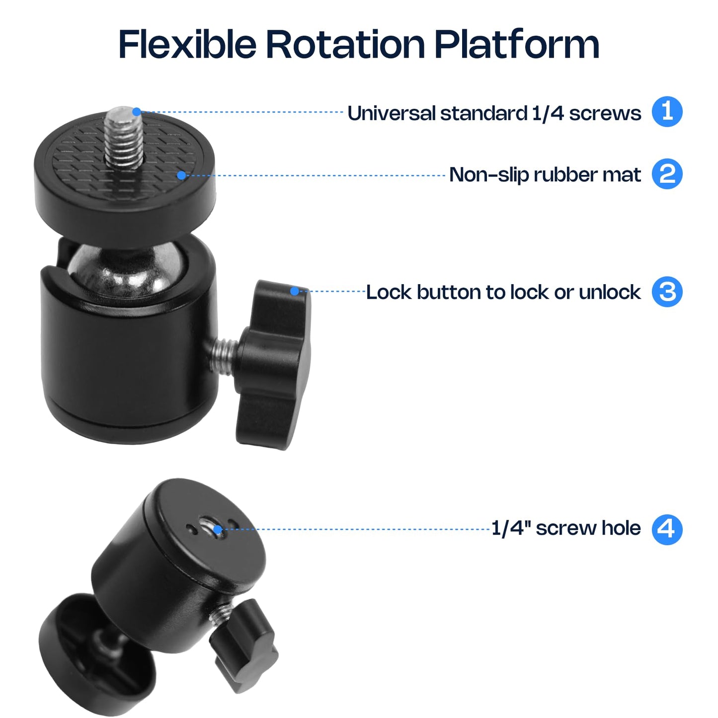 AIRHUG Mini Tripod, Desktop Stand, Portable, Compact, with 1/4" Screw, 360 Tripod Ball Head, Suitable for Cameras, Webcams, Ring Light