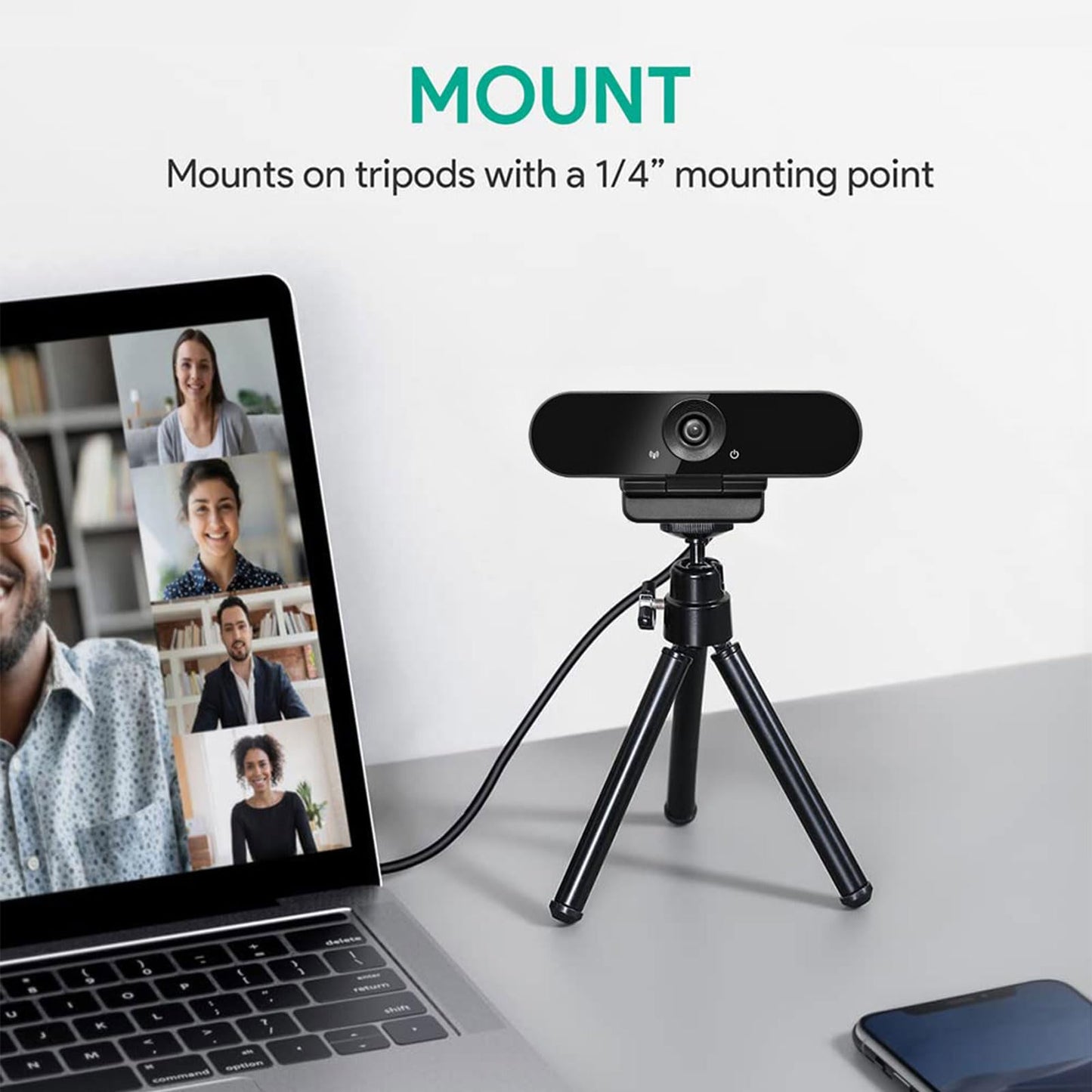 1080p Webcam with Dual Stereo Microphones & Privacy Cover, Full HD USB Desktop Web Computer Camera with Auto Light Correction for Video Conferences, Compatible with Windows & Mac, PC & Laptop