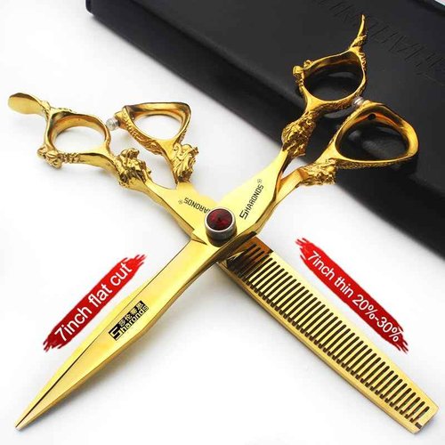 7" 7.5" 8"9" Professional Hairdressing Scissors Barber Salon Hair Cutting Dragon Shears (Large). (7 inch 3pc-B)