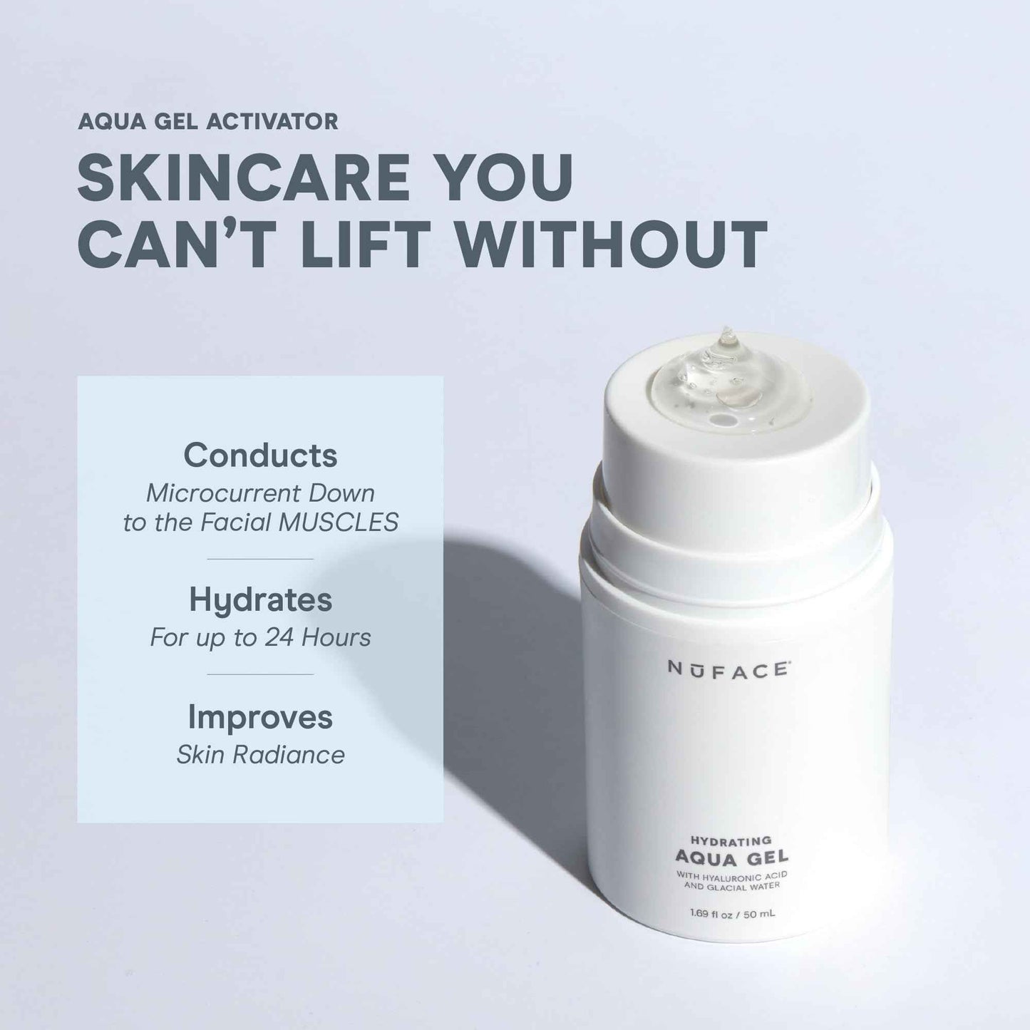 NuFACE Aqua Gel Activator - Microcurrent Conductive Gel & Activator Powered by IonPlex & Hyaluronic Acid to Enhance Results of NuFACE Microcurrent Facial Device - Improves Skin Radiance (10 oz)