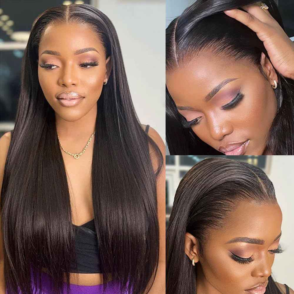 LATTIXXIA 6x5 Wear and Go Glueless Wigs Human Hair Pre Plucked Pre Cut 200% Density HD Lace Straight Lace Front Wigs Human Hair Glueless Lace Front Wigs For Women 26 Inch