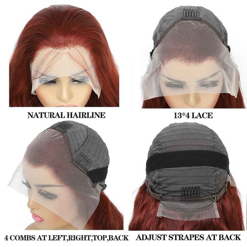Geoyern Reddish Brown Lace Front Wig Human Hair Body Wave 13x4 HD Lace Front Wig Pre Plucked 200% Density for Black Women Copper Red Colored Body Wave Human Hair Wig (Frontal wig 33#, 24 Inch)
