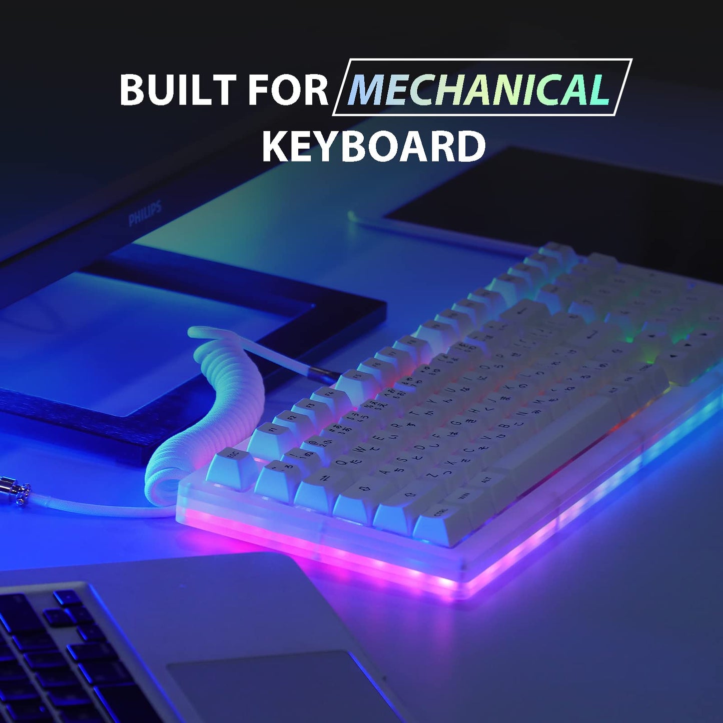 EPOMAKER TH108 Full Size Mechanical Keyboard+Mix 1.8m Coiled Keyboard Cable