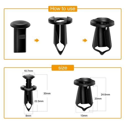 GOOACC 70PCS Engine Under Cover Splash Shield Guard Body Bolts Bumper Fender Liner Push Retainer Fastener Rivet Clips, Nylon