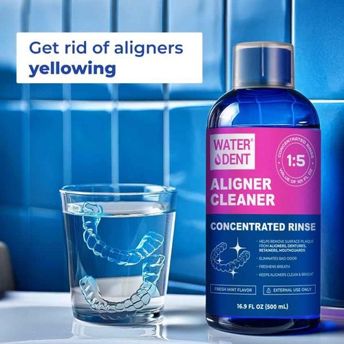 ALIGNER Cleaner Rinse | Concentrated | Clean aligners, retainers, dentures, Mouth Guards, Dental Appliance | 4 Month Supply, Alcohol Free, Minty & Fresh. Made in USA - Pack of 2 (33 fl.oz)
