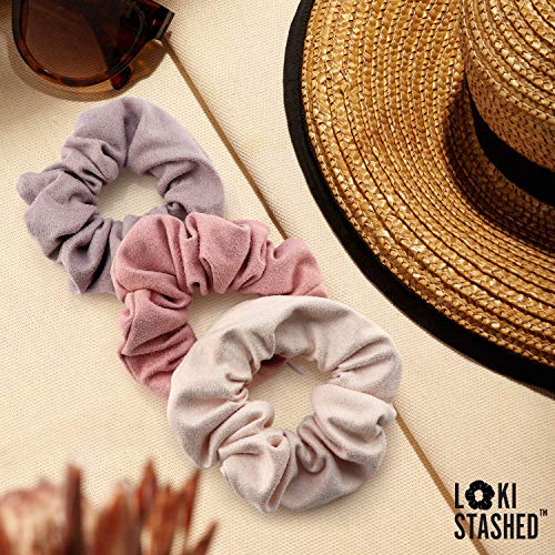 3-PACK Suede Hair Tie Scrunchies for VSCO Girls & Women, THE ORIGINAL HIDDEN POCKET SCRUNCHIE with Zipper Pocket Storage, Accessories, Small Items, Keys, Money (Pastel)