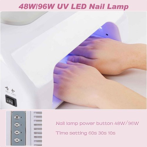 Biutee Nail Dust Collector 5 in 1 80W Nail Vacuum Dust Collector Extractor Professional 30000rpm Electric Nail Drill Machine with 48W/96W UV LED Nail Lamp Nail Art Tool With LED Light