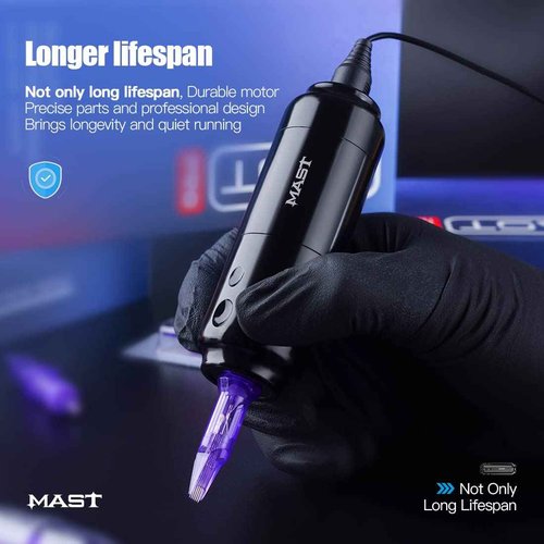 Mast Sensor Cordless Tattoo Pen Machine Kit Short T1 Cordless Battery Power Supply Tattoo Cartridges Needles for Pro Tattoo & Scalp Artists