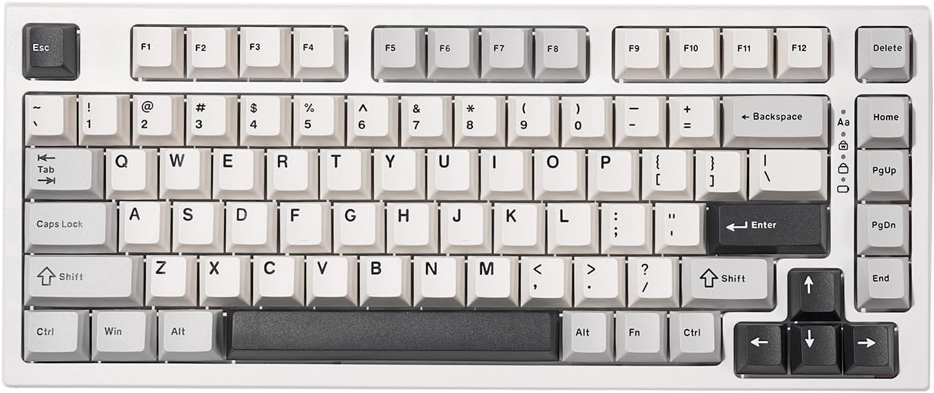 YUNZII YZ75 75% Hot Swappable Wireless Gaming Mechanical Keyboard, RGB Backlights, BT5.0/2.4G/USB-C, Dye Sub PBT Keycaps for Linux/Win/Mac(Gateron G Pro Brown, White)