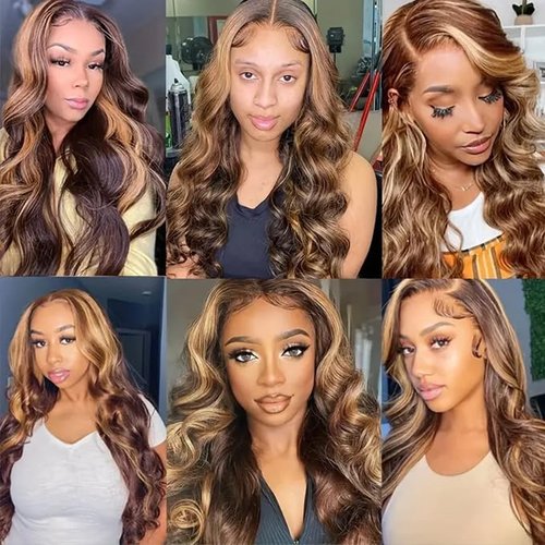 20 22 24 Inch DiexrLamx Hair Highlight Bundles Human Hair P1B30 Body Wave Bundle Brazilian Virgin Hair 3 Bundles Light Brown Body Wave Hair Weave 100g/Pc