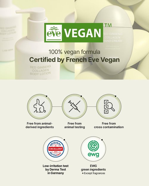 Donginbi LAB 1899 Red Ginseng Collagen Hand and Body Care Set - Firming & Glowing, Hand Cream(1.69 floz) & Body Lotion(8.45 floz), Moisturizer for Dry Skin, Korean Ginseng Skin Care Set Gifts