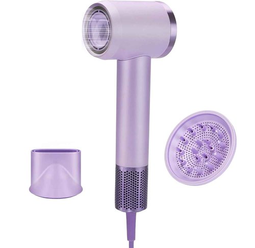 Professional Ionic Hair Dryer, 150000 RPM High-Speed Brushless Motor, Negative Ionic, Thermo Control, with Magnetic Diffuser and Nozzle Gift Box Packaging for Christmas (Purple)
