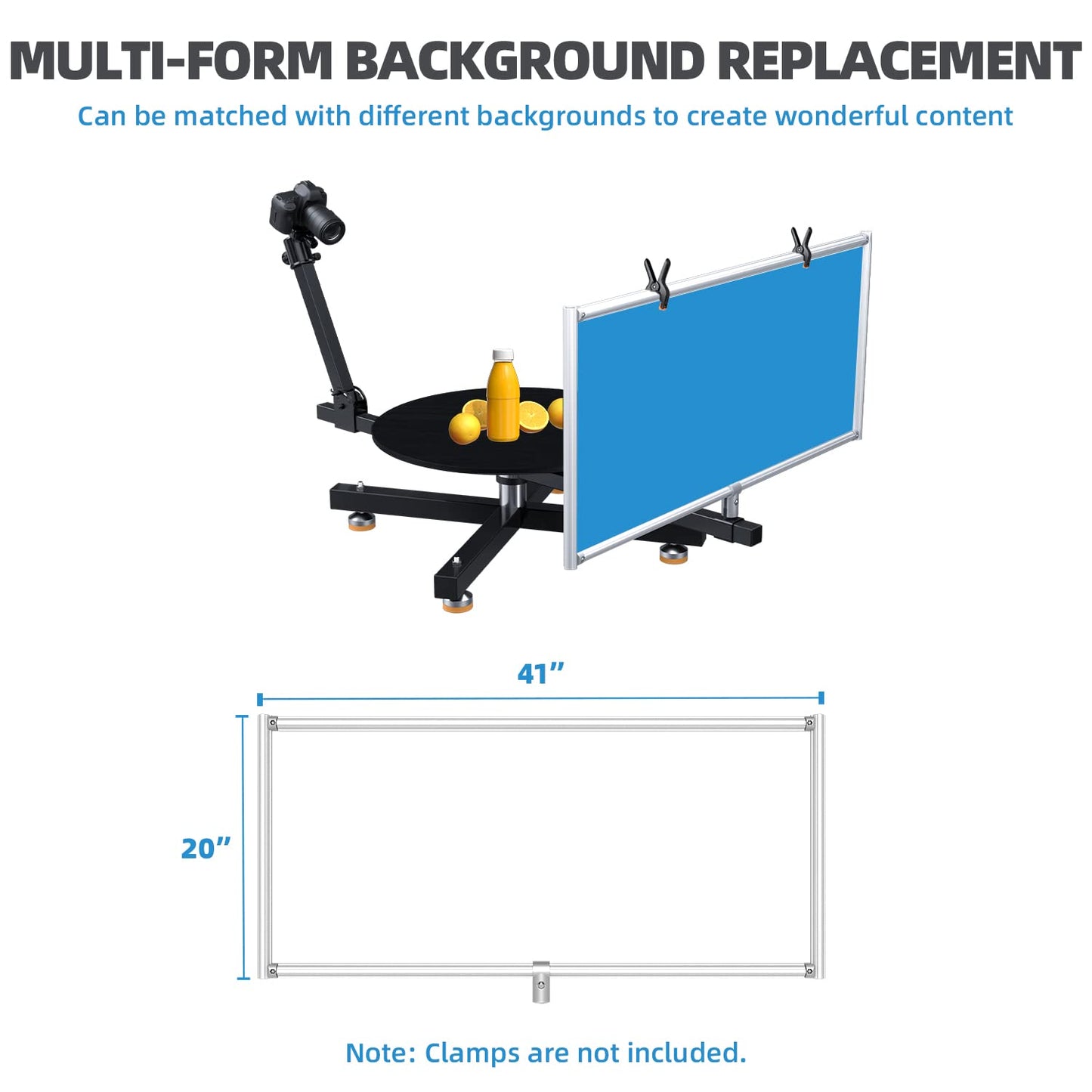 【Not Include Spinner】 RAUBAY 360 Degree Spinner (Standard Version) - Extension Kit, 48" Extension Poles & 20"x41" Background Bracket for Portrait, Selfie, 3D Body Scanning, Commercial Photography