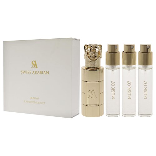 Swiss Arabian Musk 01 Giftset - Arabian Perfumes for Women and Men - Long Lasting Perfume - Fruity, Floral, Musk Perfume - 3 Bottles with Case - 4 pc