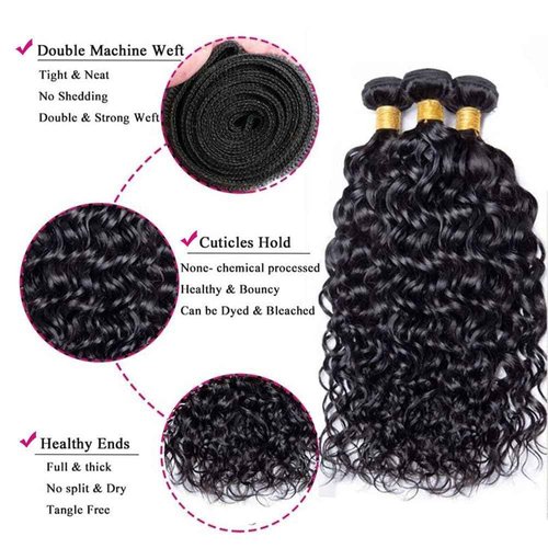 14 16 18 Inch Water Wave Bundles Human Hair 100% Unprocessed Curly Brazilian Virgin Hair Wet And Wavy 3 Bundles Human Hair Natural Black