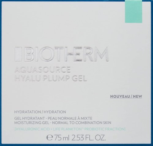 Biotherm Aquasource Hyalu Plump Gel, For Normal To Oily Skin. With plumping Hyaluronic Acid And Regenerating Biotech Plankton For Visibly Plumper And Glowing Skin, 2.54 Fl. Oz.