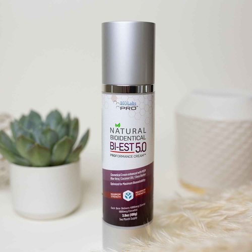 BIOLABS PRO Estro Cream BiEST 5.0 - Bioidentical Max Strength Solution - 5mg Per Dose - Three Month Supply - Luxury Bottle - 3.6oz