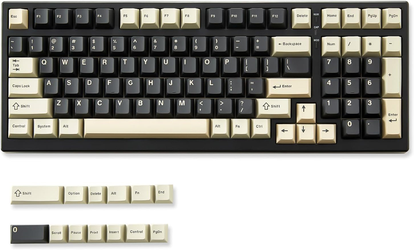YUNZII YZ98 Gasket Mechanical 99 Key Hot Swappable Keyboard(Milk Switch, Black), Spring Tea Dye Sub PBT Keycaps(Cherry Profile, Spring Tea)