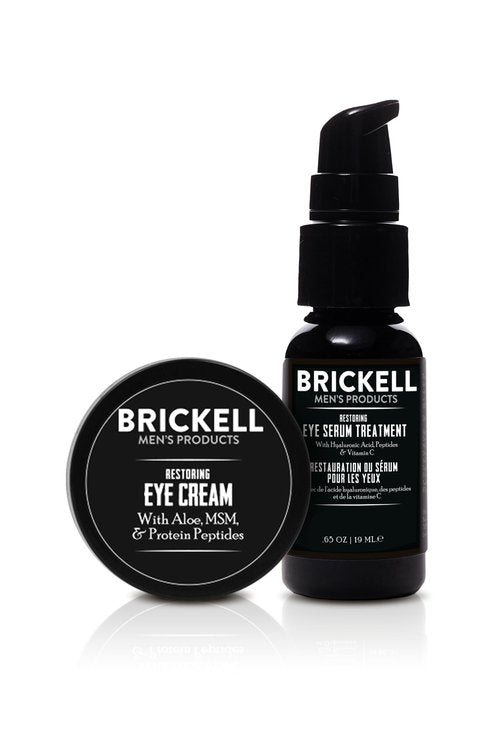 Brickell Men's Restoring Eye Routine for Men, Eye Cream and Serum for Men, Natural and Organic, Unscented, Men's Skin Care Gift Set