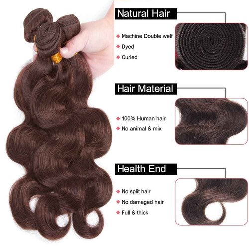 30 32 34 Inch Color 4 Bundles Dark Brown Human Hair Body Wave Bundles Chocolate Brown Human Hair Unprocessed Brazilian Virgin Double Weft Weave Extensions Hair For Black Wome