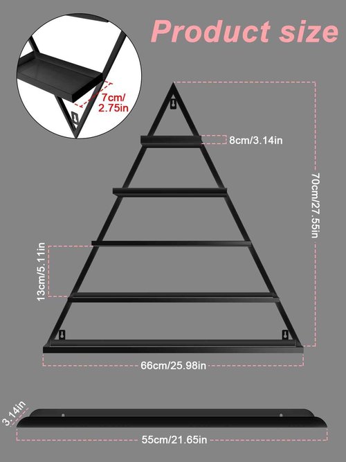 10PCS Metal Wall-mounted Nail Polish Storage Racks, Lorvain 5 Tiers Black Triangular Display Rack Cosmetic Display Case Lipstick Perfume Wall Shelf Essential Oil Organizer for Home Spa Nail Salon Shop