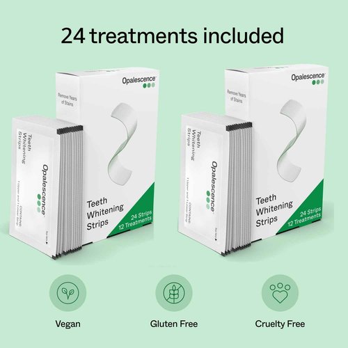 Opalescence Teeth Whitening Strips (24 Treatments) Hydrogen Peroxide Formula 10% – Enamel Safe – Comfortable Slip Free - Teeth Bleaching - Sensitivity Free - Plus Toothbrush- 6050-2T