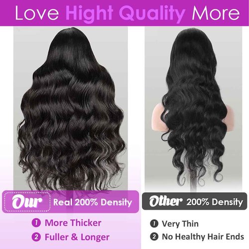 Body Wave Lace Front Wigs Human Hair 200% Density Glueless HD Transparent 13×4 Lace Frontal Wigs Human Hair Brazilian Virgin Wig for Women Pre Plucked Bleached Knots with Baby Hair(24 Inch)