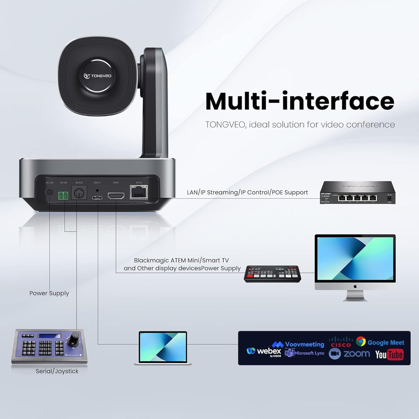 20x Optical Zoom PTZ Camera HDMI USB3.0 IP Live Streaming Camera HD 1080P 60fps Video Conferencing System POE Supply for Church Services Worship Education Work with Zoom Team vMix OBS Facebook YouTube