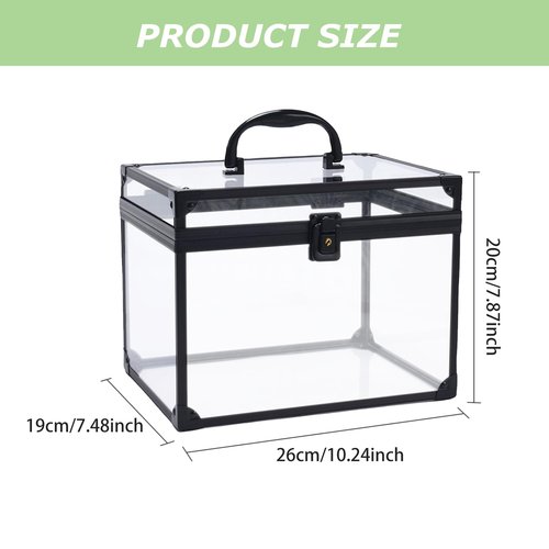Crown Box, Clear Cosmetic Case, Acrylic Artists Display Case, Toiletry Train Case with Latches & Handle Large Capacity Acrylic Travel Makeup Tools Box for Vanity Dresser Bathroom Counter (Black)