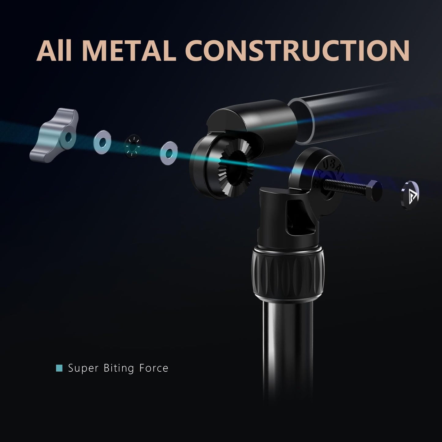 【All Metal】RAUBAY Desktop Magic Arm, Overhead Camera Desk Mount, Table Light Stand with 1/4“ Ball Head, 3/8" & 5/8" Adapter, C Clamp, Retractable Boom Arm for DSLR, Webcam, Microphone, Projector DMA01