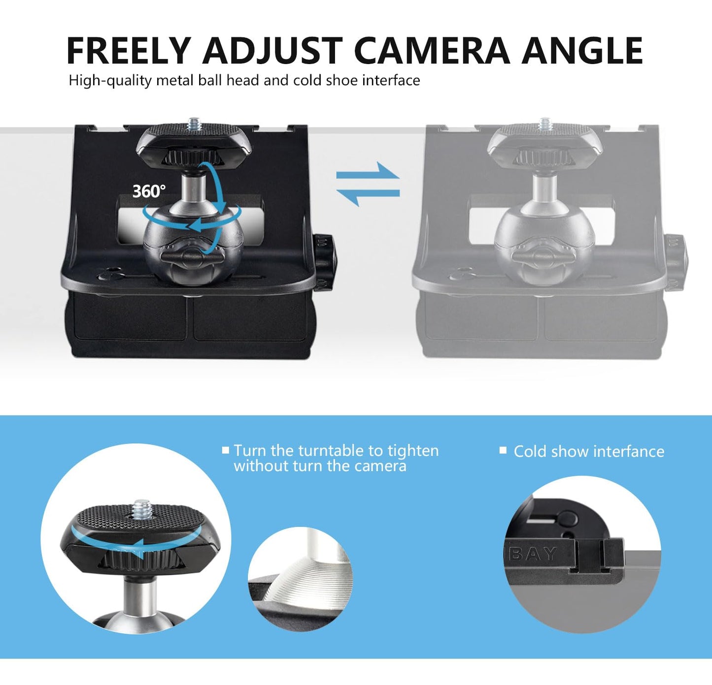 【CM01】 RAUBAY Monitor Top Camera Mount Clamp, Hanging Webcam Stand with 1/4" Screw, Suitable for Flat-Screen Monitors, for Live Stream, Video Conferencing, YouTube, TikTok, etc.