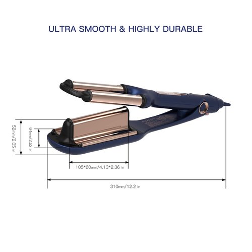 MIRACOMB Titanium Deep Waver Iron, Ion Technology, Digital Heat Settings, Auto Off, Dual Voltage (12.2 inches, Wavy Hair, Hair Waver)