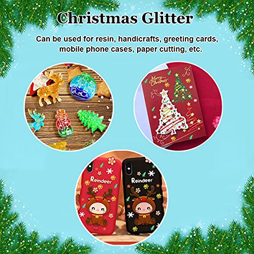 Christmas Nail Art Glitter,100g Cosmetic Craft Glitters for Nails, Face, Make Up, Body,Festival Decor(SD-01