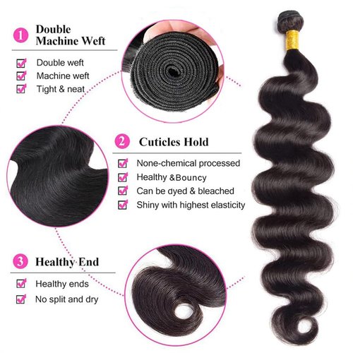Body Wave One Bundles Human Hair Single Weave Bundles Human Hair Body Wave 100% Unprocessed Brazilian Virgin Hair Extensions Natural Black Body Wave 1 Bundle Human Hair 32 Inch