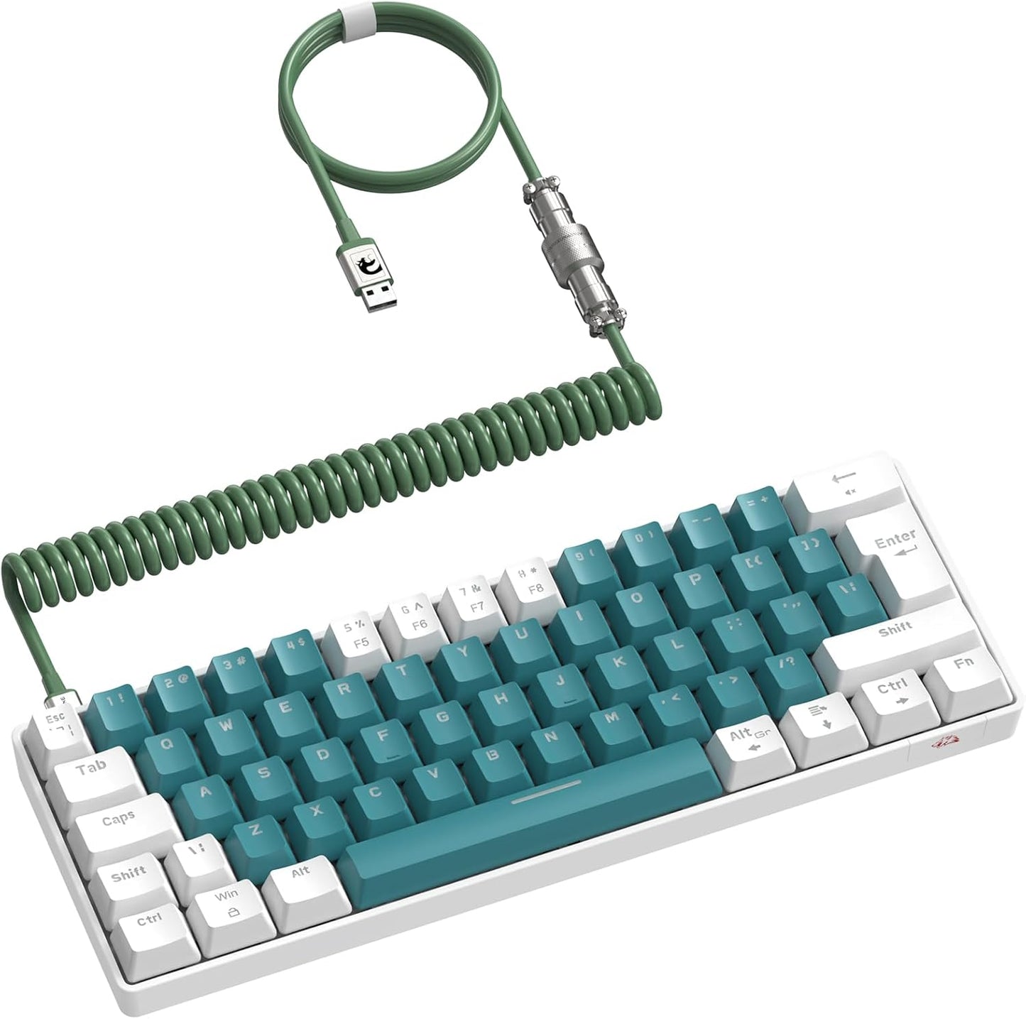 ZIYOU LANG RK-T60 Wired Mechanical Gaming Keyboard and Mouse Combo Portable with Rainbow Backlit 62Key NKRO 6400DPI RGB Honeycomb Mice Coiled Aviator Cable for PS4/PC/WIN Gamer(Light Gray/Red Switch)