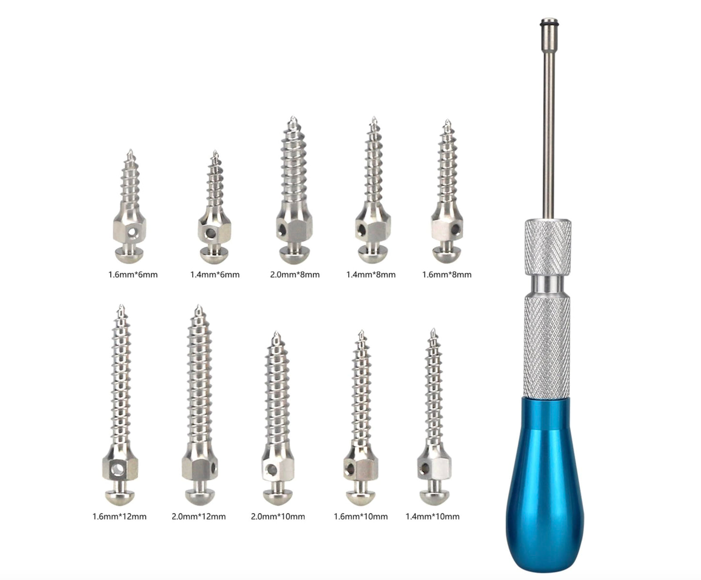 10Pcs Orthodontic Mini Implants Micro Screw +1Pc Screwdriver Tool Stainless Materials