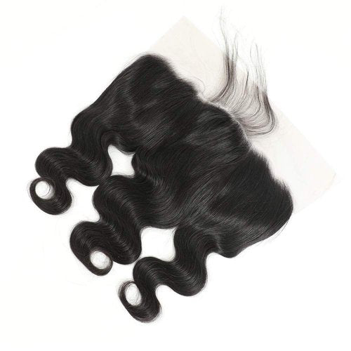 Caijuxing 13 x 6 Lace Frontal Closure Body Wave Frontal 13 x 6 HD Transparent Lace Frontals With Bangs Baby Hair 100% Remy Human Hair 150% Density Natural Color (Black, 10 Inch)