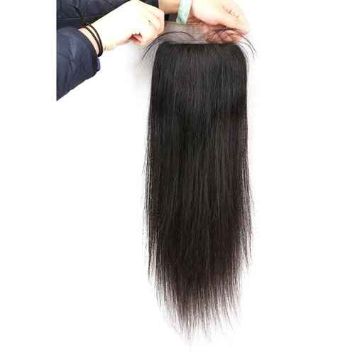 ELIHAIR Silk Base Closure Hair Pieces Brazilian Virgin Human Hair Top Closures with Baby Hair 4 * 4" Free Part Natural Color Straight 12"