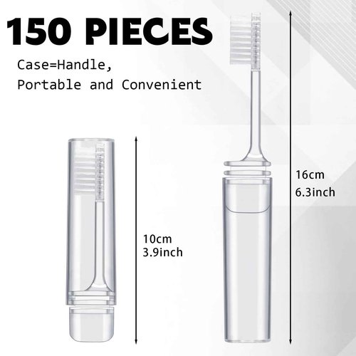 Rtteri 150 Pcs Travel Toothbrush Kit Bulk Folding Tooth Brush with Cover Transparent Potable Travel Size Mini Toothbrush Small Foldable Manual Tooth Brushes for Adult Camping School