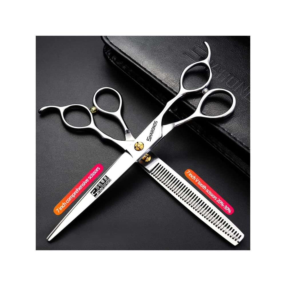 Professional Barber Hair Cutting Scissors/Shears (7-Inches) Stainless Steel Hairdressing Scissors (7 inch-2pc)