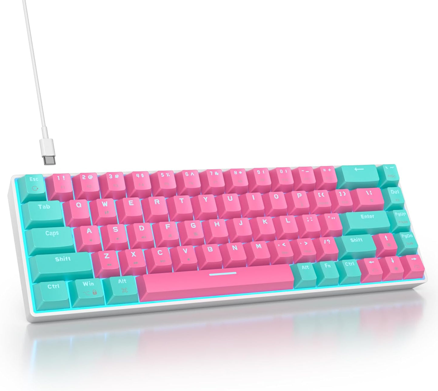 60 Percent Gaming Keyboard Mechanical with Linear Red Switch, 65% Wired Ultra-Compact Mini Keyboard Rainbow with PBT Keycaps for Ps4/Ps5/Xbox(68 MonsterB)